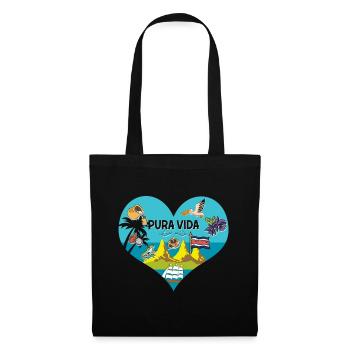 Pura Vida Heart Costa Rica Symbols South America - Tote Bag - black - Front