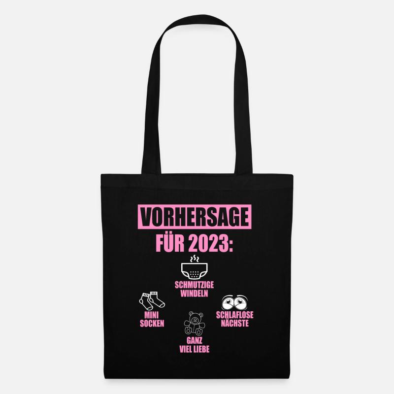 Vorhersage 2023 Geburt Windeln Socken Eltern - Stoffbeutel - Schwarz