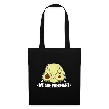 We Are Pregnant Avocado Mamacado Papacado Kinder - Stoffbeutel - Schwarz - Vorne