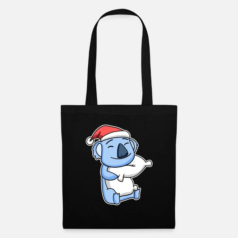Koala Weihnachten Schlafen Schlaf Ausschlafen - Stoffbeutel - Schwarz
