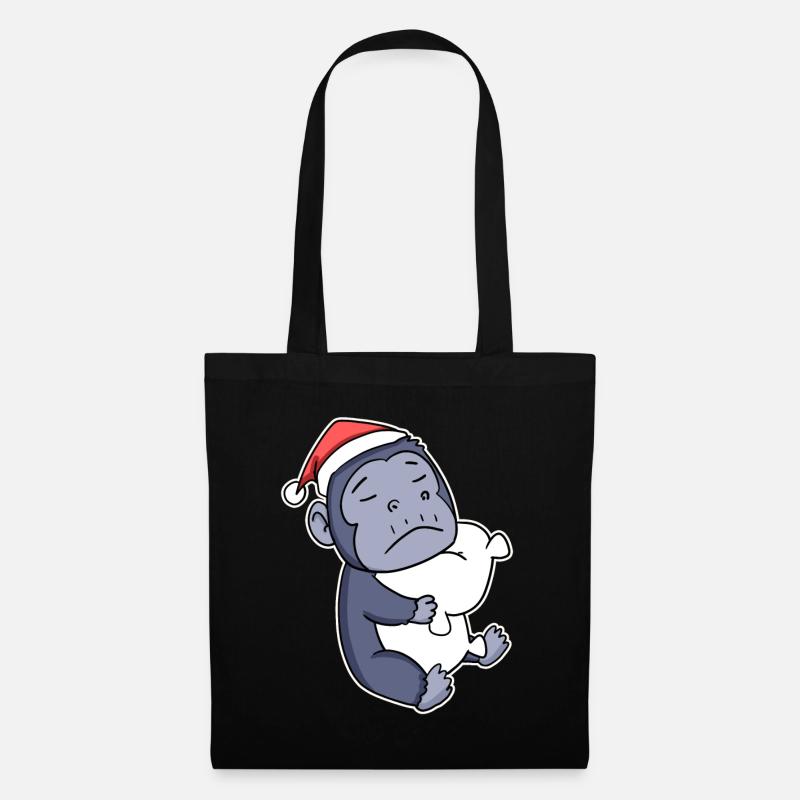 Gorilla Weihnachten Schlafen Schlaf Ausschlafen - Stoffbeutel - Schwarz