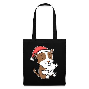 Staffordshire Bull Terrier Chien Noël Sommeil - Sac en tissu - noir - Devant