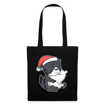 Chat de forêt norvégien Chat Noël endormi - Sac en tissu - noir - Devant