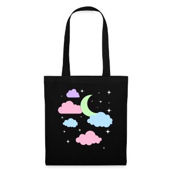 Niedlicher Pastel Goth Mond Wolken Kawaii - Stoffbeutel - Schwarz - Vorne