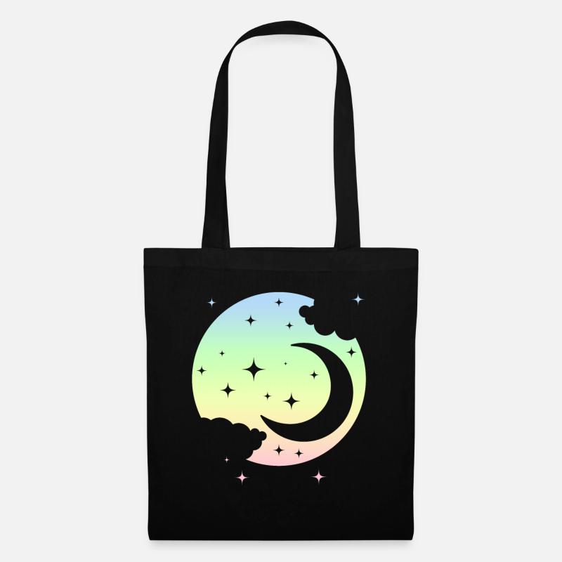 Kawaii Mond Pastel Goth Niedlich - Stoffbeutel - Schwarz