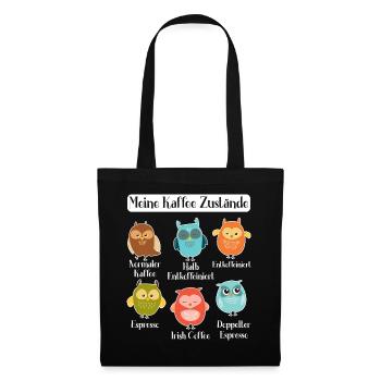 Kaffee Damen Eulen Kaffeeliebhaber Frauen - Stoffbeutel - Schwarz - Vorne