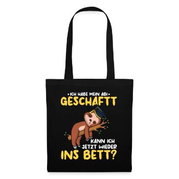 Abitur Geschafft Faultier Abi - Stoffbeutel - Schwarz - Vorne
