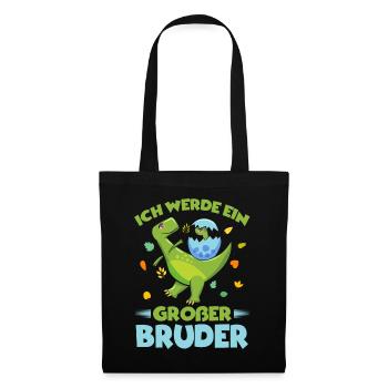 Ich werde ein Großer Bruder Dinosaurier - Stoffbeutel - Schwarz - Vorne