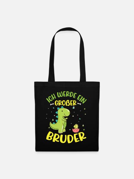 Ich werde ein Großer Bruder Dino - Stoffbeutel - Schwarz
