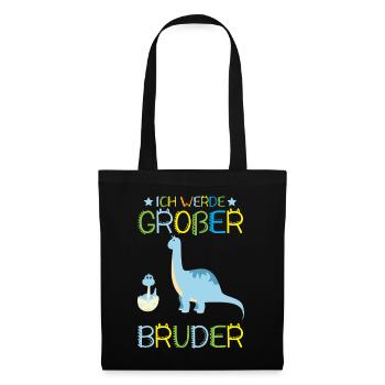 Großer Bruder Dinosaurier - Stoffbeutel - Schwarz - Vorne