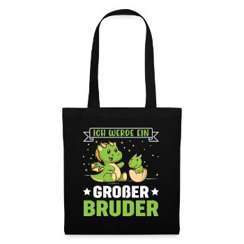 Ich werde ein Großer Bruder Dinosaurier - Stoffbeutel - Schwarz - Vorne