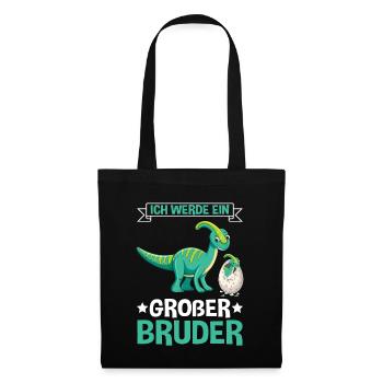 Dinosaurier Großer Bruder Dino - Stoffbeutel - Schwarz - Vorne