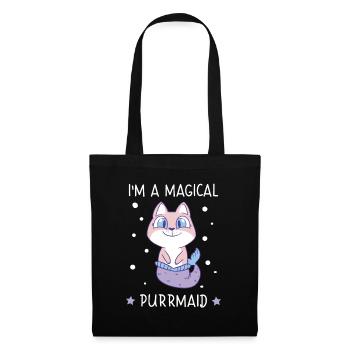Magical Purrmaid Meerjungfrau Katze Katzenliebe - Stoffbeutel - Schwarz - Vorne
