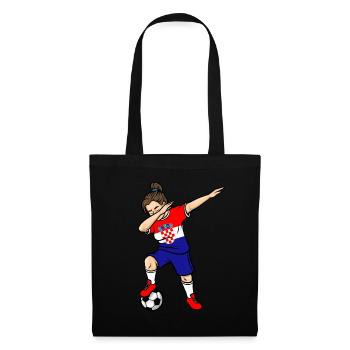 Dabbing Fußballspieler Mädchen Kroatien Fußball - Stoffbeutel - Schwarz - Vorne