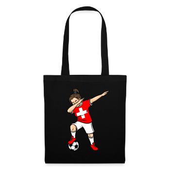 Dabbing Footballeuse Filles Suisse Football - Sac en tissu - noir - Devant