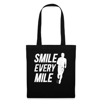 Smile Every Mile Läufer Spruch - Stoffbeutel - Schwarz - Vorne