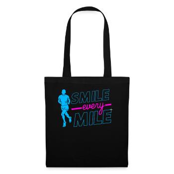 Smile Every Mile - Lauftraining Marathon Running - Stoffbeutel - Schwarz - Vorne