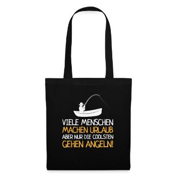 Angler Urlaub Angel Leidenschaft Angelsport - Stoffbeutel - Schwarz - Vorne
