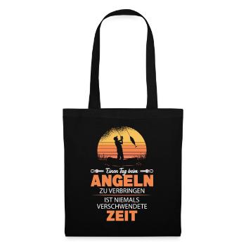 Tag Beim Angeln Keine Verschwende Zeit Hobbyangler - Stoffbeutel - Schwarz - Vorne
