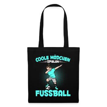 Dabbing Fußballspieler Mädchen Fußballer - Stoffbeutel - Schwarz - Vorne