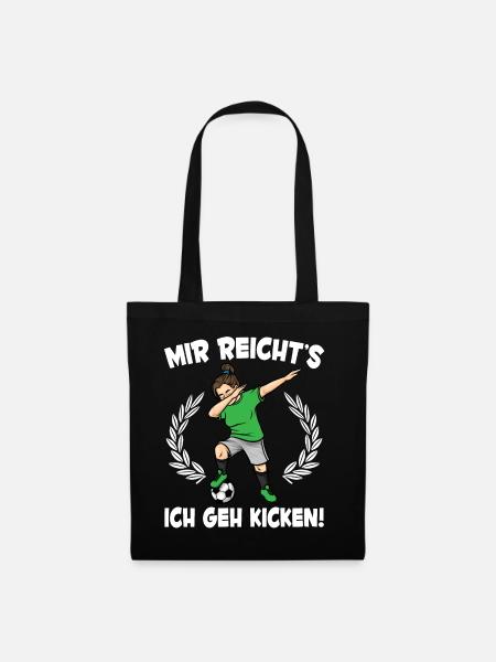 Mädchen Fußball Lustiges Fußballspielerin - Stoffbeutel - Schwarz