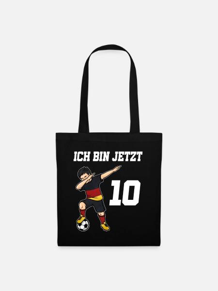 Fußballer 10 Jahre alt Jungen Deutschland Fußball - Stoffbeutel - Schwarz