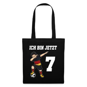 Fußballer 7 Jahre alt Jungen Deutschland Fußball - Stoffbeutel - Schwarz - Vorne