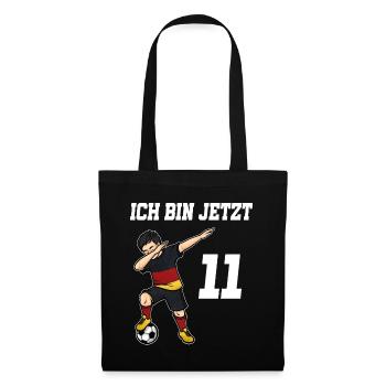 Fußballer 11 Jahre alt Jungen Deutschland Fußball - Stoffbeutel - Schwarz - Vorne