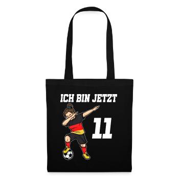 Fußballer 11 Jahre alt Mädchen Deutschland Fußball - Stoffbeutel - Schwarz - Vorne