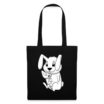 Grossesse en famille - Lapin avec bébé - Lapin - Sac en tissu - noir - Devant