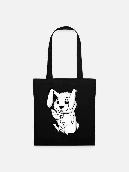 Familie Schwangerschaft - Hase mit Baby - Hase - Stoffbeutel - Schwarz
