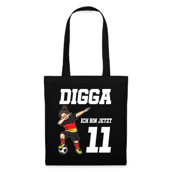 11. Geburtstag Fußball Mädchen Deutschland Trikot - Stoffbeutel - Schwarz - Vorne