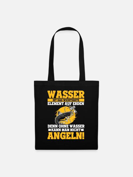Angeln Angler Wasser Wichtigste Element Ohne Nicht - Stoffbeutel - Schwarz