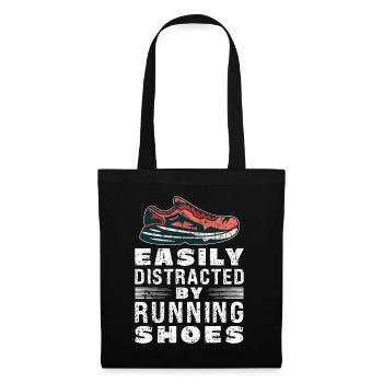 Abgelenkt durch Laufschuhe - Läufer Laufen Runner - Stoffbeutel - Schwarz - Vorne