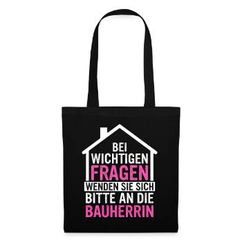 Bauherr Hausbauer Häuslebauer - Stoffbeutel - Schwarz - Vorne