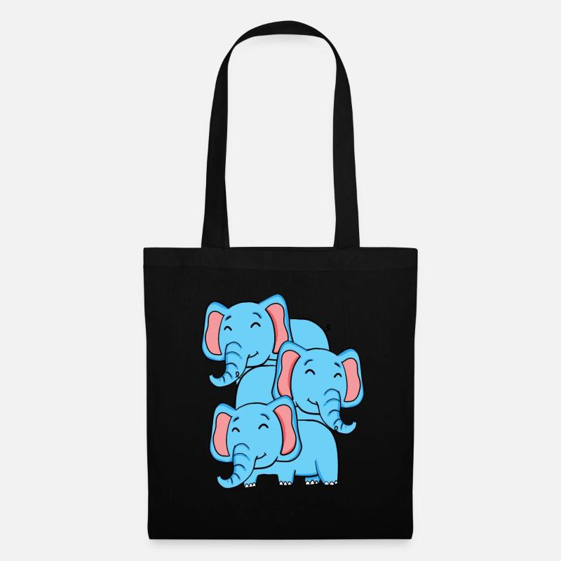 Niedliche Elefanten - Elefant - Stoffbeutel - Schwarz