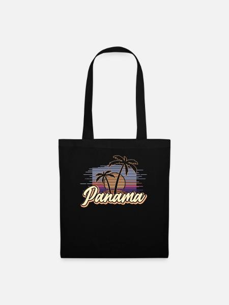 Panama Vintage Sunset Südamerika Retro Geschenk - Stoffbeutel - Schwarz