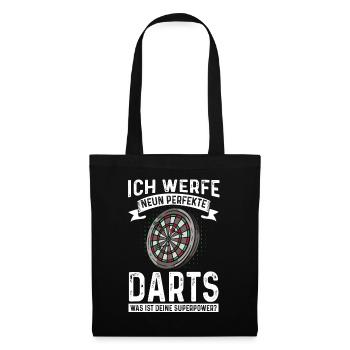 Dart Dartspieler 9 Perfekte Darts Deine Superpower - Stoffbeutel - Schwarz - Vorne