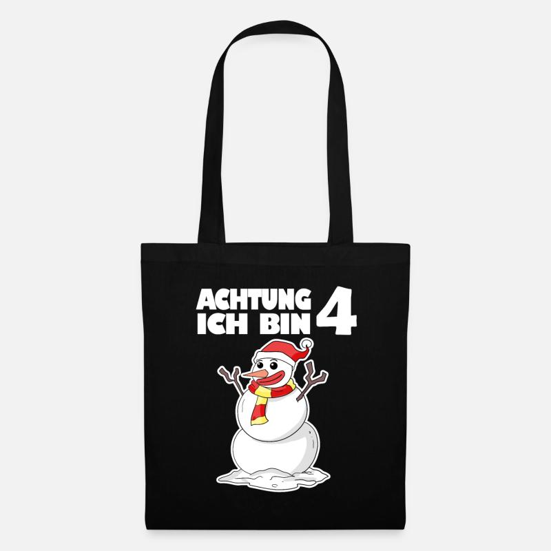 4.Geburtstag 4 Jahre alt Schneemann Geschenk - Stoffbeutel - Schwarz