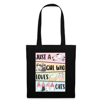 Nur ein Mädchen, das Cats liebt Cute Cat Lover Kawaii - Stoffbeutel - Schwarz - Vorne