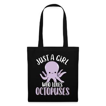 Just A Girl Who Loves Octopuses Cute Funny Marine - Tote Bag - black - Front