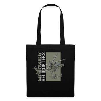 Easily Distracted By Helicopters Funny Military - Tote Bag - black - Front