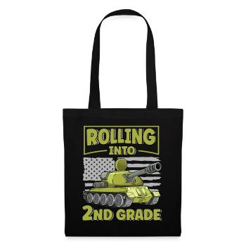 Rolling Into 2nd Grade Funny Tank USA Flag Back - Tote Bag - black - Front