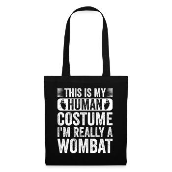 Lustiges Australischer Wombat Spruch - Stoffbeutel - Schwarz - Vorne