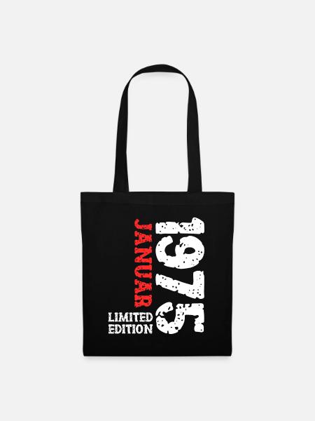 1975 Januar Limited Edition Deko Geburtstag Outfit - Stoffbeutel - Schwarz
