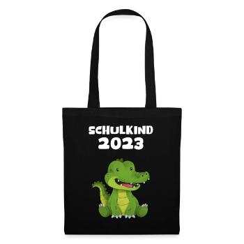 Schulkind 2023 Krokodil Einschulung Erstklässler - Stoffbeutel - Schwarz - Vorne