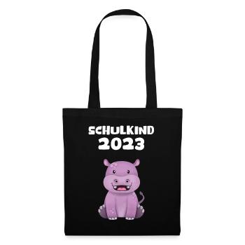 Schulkind 2023 Nilpferd Einschulung Erstklässler - Stoffbeutel - Schwarz - Vorne