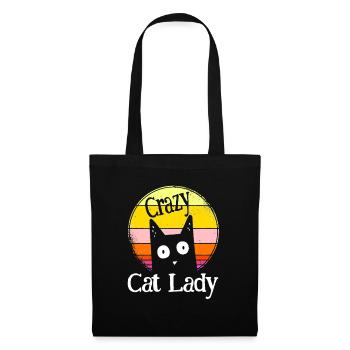 Crazy Cat Lady - Verrückte Katze Dame New Vintage - Stoffbeutel - Schwarz - Vorne