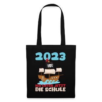 Schulkind 2023 Pirat Einschulung Erstklässler Kind - Stoffbeutel - Schwarz - Vorne