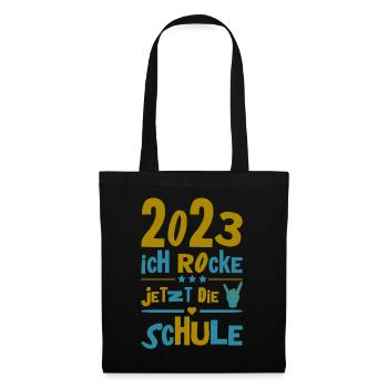 Schulkind 2023 Einschulung Erstklässler Geschenk - Stoffbeutel - Schwarz - Vorne